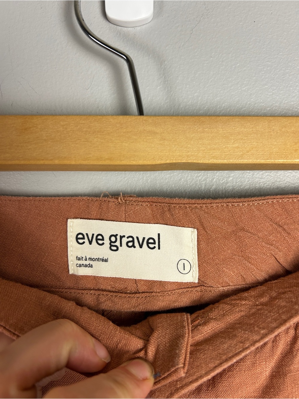 EVE GRAVEL 100% Linen Trouser Terracotta Size Large Made in Canada Lagenlook - Picture 3 of 5